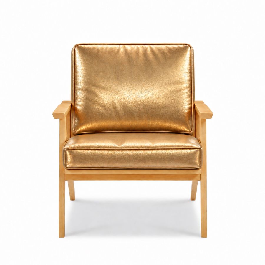 Gold Leather Lounge Chair