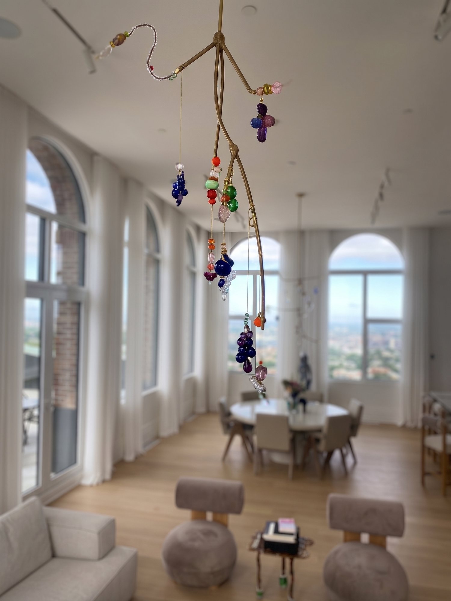 A Gardening chandelier installed in a Venice residence